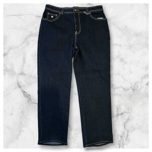 Gloria Vanderbilt Amanda high rise straight jeans sz 14 short 009